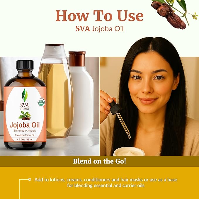 SVA Organic Jojoba Seed Carrier Oil with Dropper, 4 Fl Oz (118 ml)