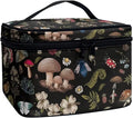 Drydeepin Dark Cottagecore Forest Mystical Moss Mushroom Print Makeup Travel Bag Portable Cosmetic Bags with Handle Travel Accessories Large Toiletry Bags for Traveling Women Organizer and Storage