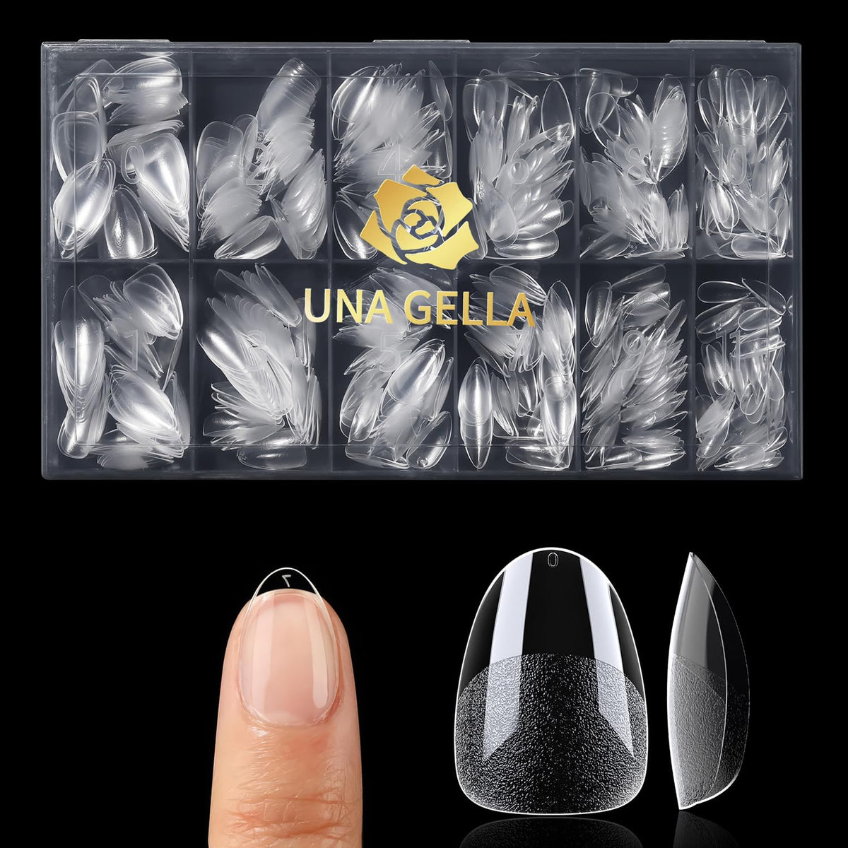 UNA GELLA 600Pcs Medium Stiletto Gel Nail Tips, Stiletto Press on Nails