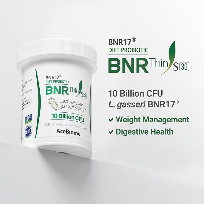 AceBiome BNRThin S30, Lactobacillus Gasseri BNR17, 10 Billion CFU Guaranteed, 30Capsules