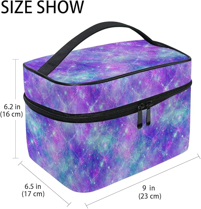 MNSRUU Makeup Bag, Mermaid Fantasy Space Travel Makeup Organizer Bag Cosmetic Cases Toiletry Bags for Girl Women Ladies