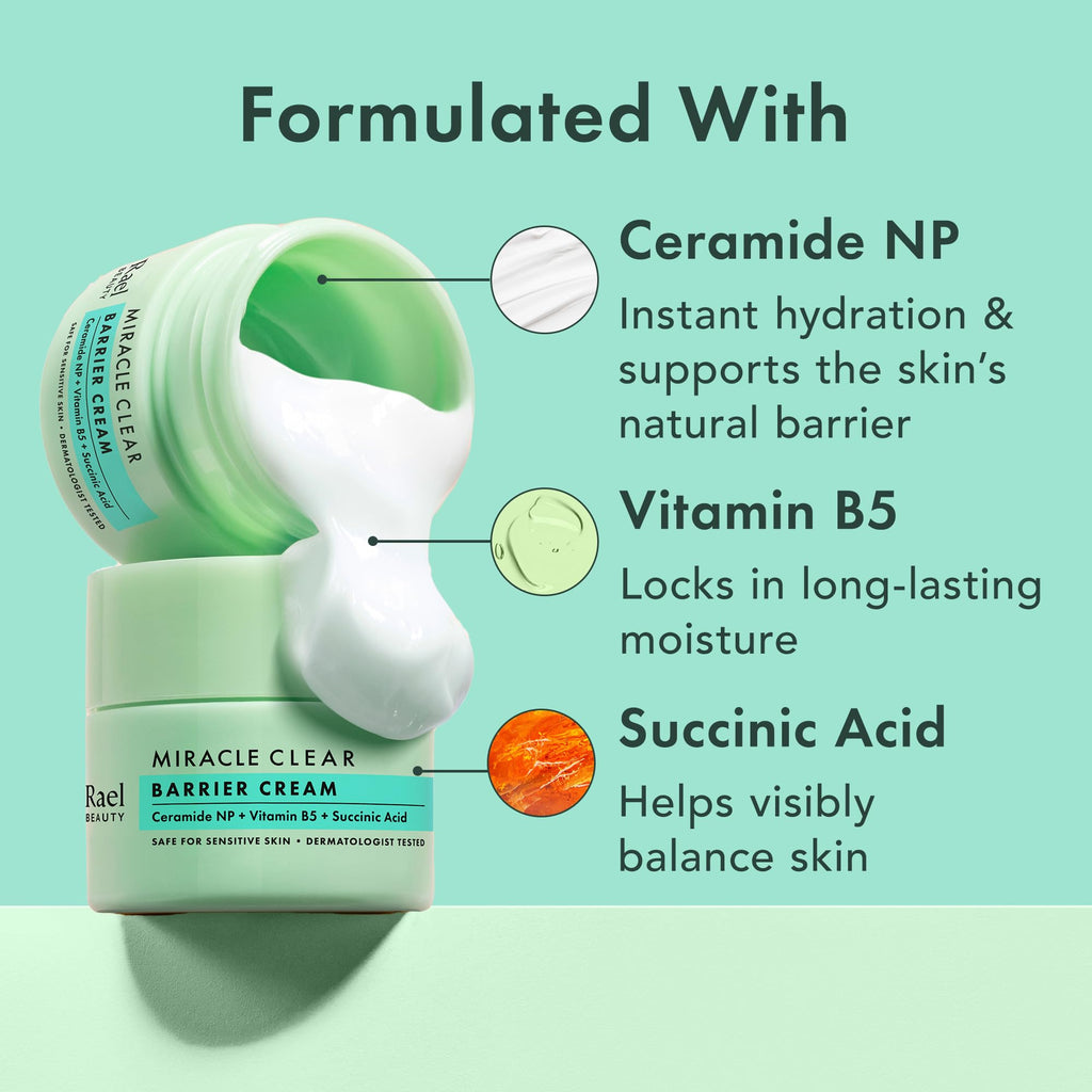 Rael Miracle Clear Skin Barrier Cream Daily Moisturizer, K-Beauty (1.8 oz)