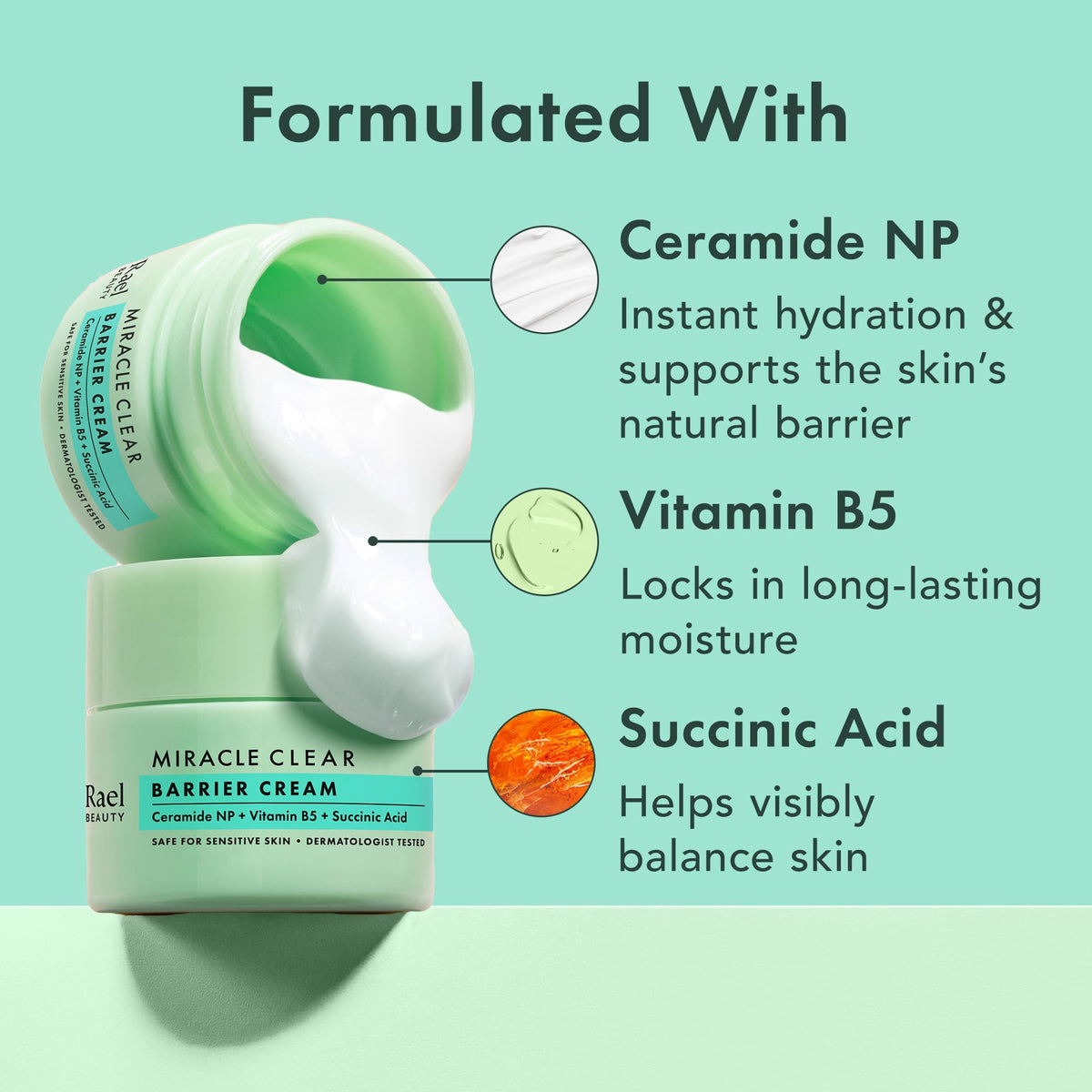Rael Miracle Clear Skin Barrier Cream Daily Moisturizer, K-Beauty (1.8 oz)