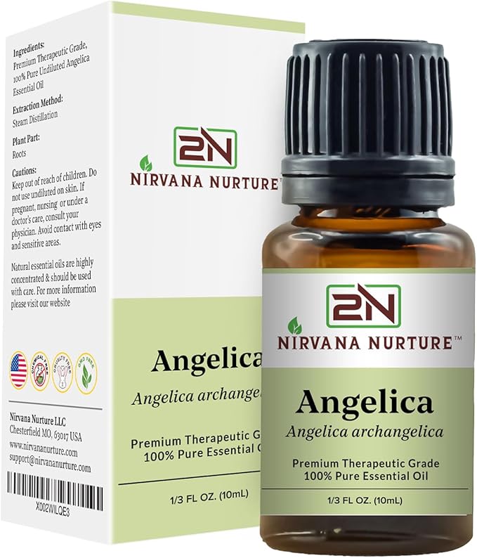 Nirvana Nurture Angelica Essential Oil, 100% Pure Undiluted, Aromatherapy Oil for Diffuser, Hair & Skin Care