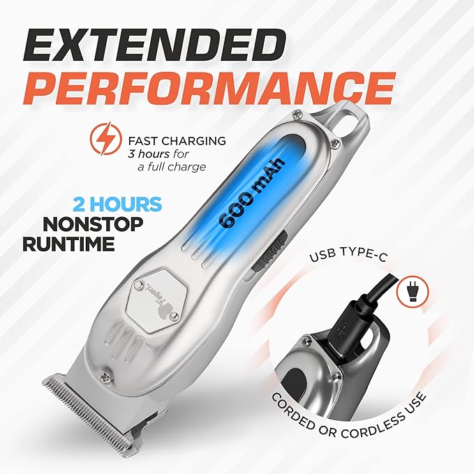 Fagaci Professional Hair Trimmer & Hair Clippers Set with Precise Cutting, Cordless Hair Clippers for Men Professional, Barber Clippers, Hair Trimmers for Men, Hair Clippers Cordless 440C Blades