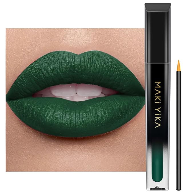 MAKI YIKA Green Lipstick Matte Liquid for Women Color Stay Long Lasting Lipsticks