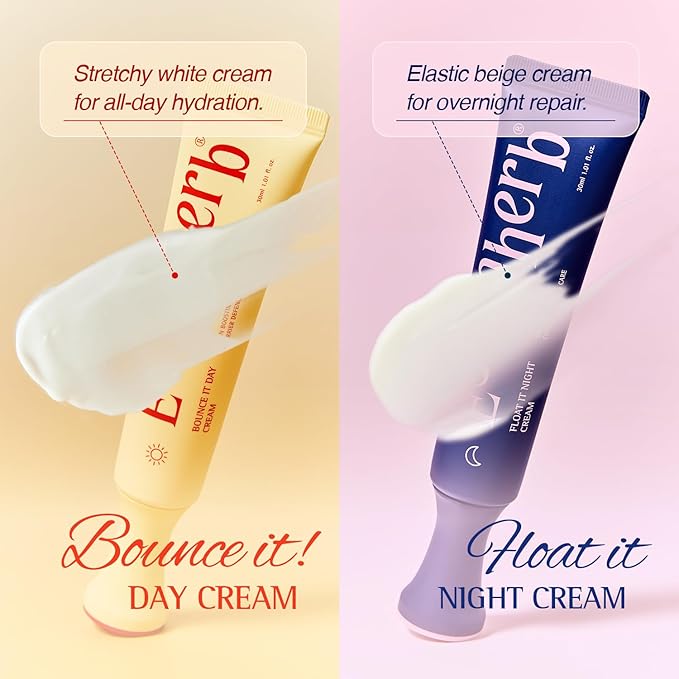 ESSENHERB Day to Night Routine Program – Bounce It Day Cream & Float It Night Cream | Soybean Extract, Retinol & Ceramide for Glass Skin | Korean Skincare Set (1.01 fl oz EA)