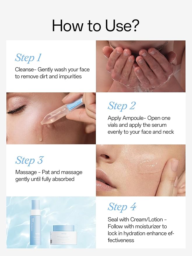 WNP Ultra Hydrating Serum 3% Hyaluronic Acid Smoother Skin|Pre-makeup|Anti-Aging serum for face Single-Use Vials Skincare|for Sensitive skin 60PCS