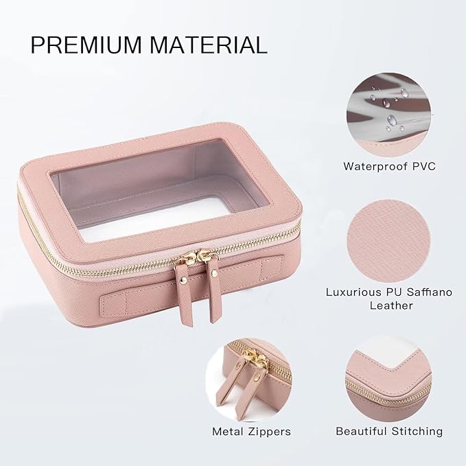 FASAOH Clear Makeup Bag with Mini Cosmetic Bags,Travel Toiletry Bags for Women,Portable Cosmetic Bags Case, Transparent Waterproof Cosmetic Organizer Storage Bags for Women Men