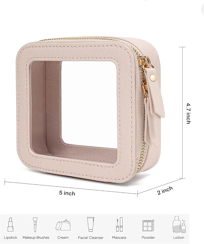 FFpaw Clear Makeup Bag, Small Makeup Bag TSA Approved Toiletry Bag Cosmetic Travel Bag Cute Makeup Bag Organizer Makeup Case Pouch Car Essentials for Women Men