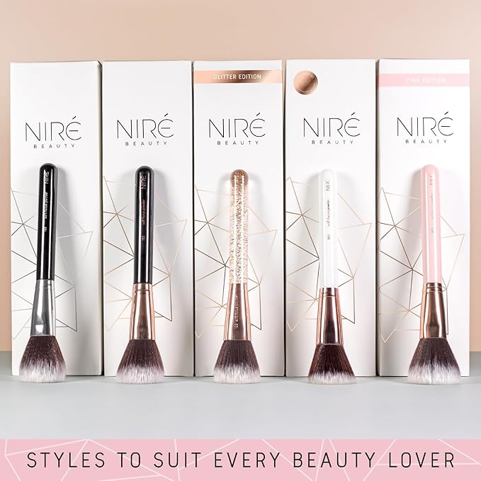 Niré Beauty Cute Makeup Brush Set for Teen Girls, 15 Piece, Pink