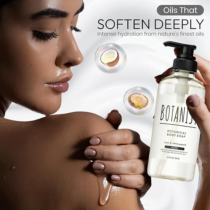 Botanist Foaming Body Wash for Women & Baby, Moisturizing Body Wash for Sensitive Skin with Shea Butter, Almond Oil, Cocoa Butter Made in Japan, Sulfate & Paraben Free 30.4 Fl Oz Rose& White Peach
