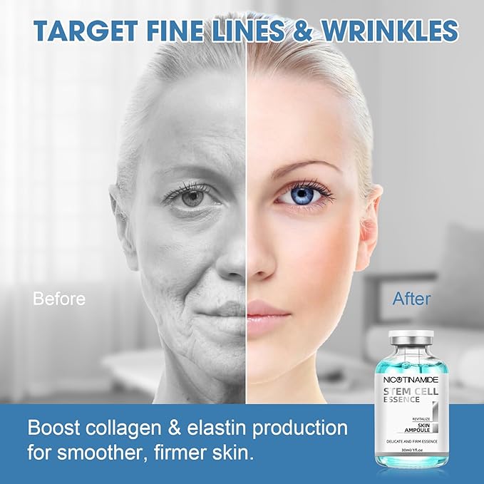 Racgrul Stem Cell Ampoule for Face, 2 Pcs Microneedling Serum Ampoule for Anti-Aging, Helps Reduce the Look of Wrinkles and Scars, Hydrating Facial Serum to Use with and Without Micro Needling