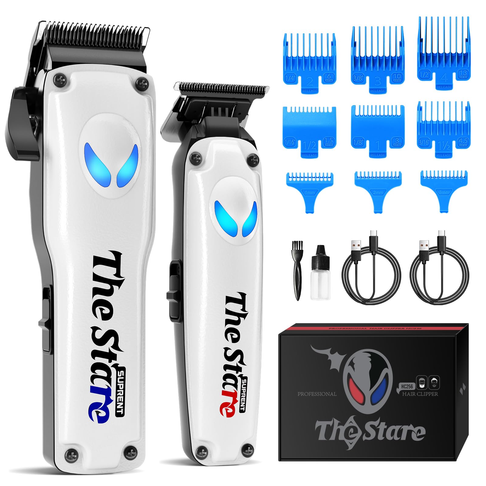 SUPRENT Hair Clippers for Men Professional – 7500 RPM Cordless Hair Cutting Kit, Electric Clippers and Trimmer Combo Set, Rechargeable Haircut Kit for Barber & Home Use (White)