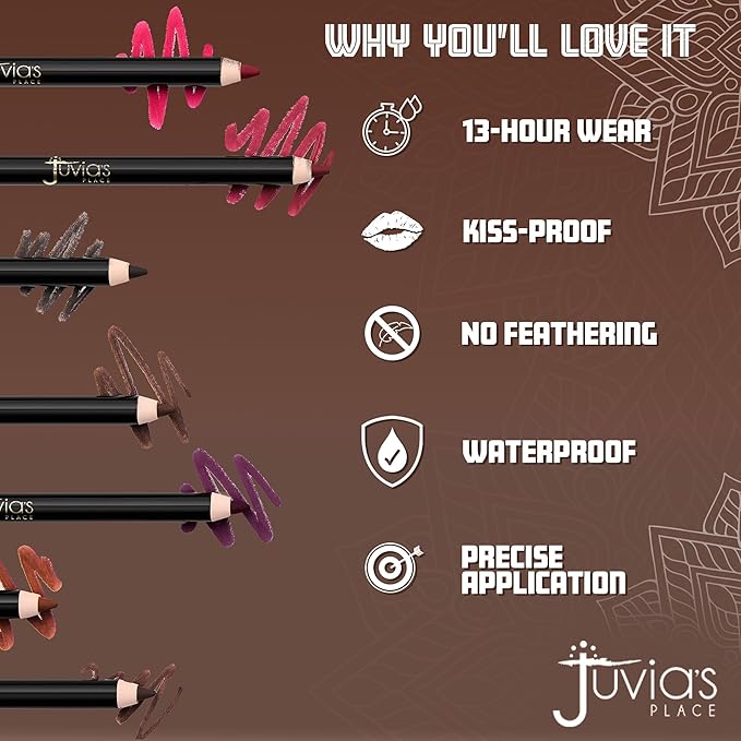 Juvia's Place Long Wear Lip Pencil – Love Me Back – Waterproof & Kiss-proof, Long Lasting Lip Liner, Smooth Makeup Application - Soft Matte Finish Base for Lipstick - 13 Hours of Wear for Everyday Use