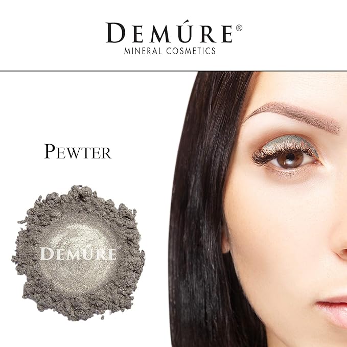 Demure Mineral Make Up (Pewter) Eye Shadow, Shimmer, Loose Powder, Glitter, Organic Natural, Organic, Natural Eyeshadow, Professional