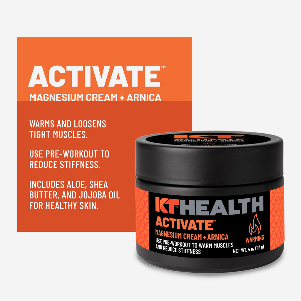 KT Health, Magnesium Cream, Activate - Warms & Loosens Tight Muscles - Use Pre-Workout to Reduce Stiffness