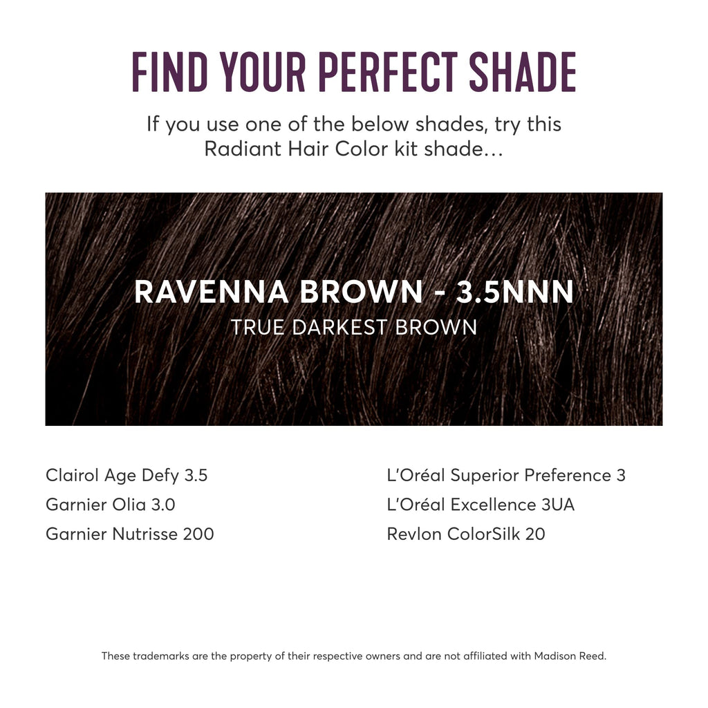 Madison Reed Radiant Hair Color Kit - 3.5NNN Darkest Brown-Black (Ravenna Brown), Permanent Hair Dye for Resistant Grays, 100% Gray Coverage | PPD-Free & Ammonia-Free, 2 Pack