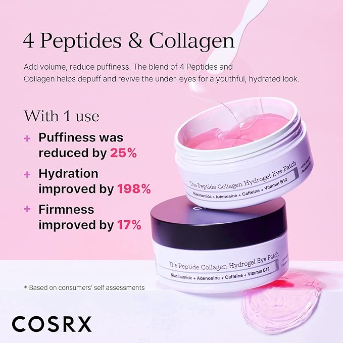 COSRX Pink Peptides Collagen Hydrogel Eye Patch for Puffy Eyes (60)