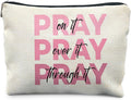 Likjad Pink Christian Makeup Bag, Pray On It Pray Over It Bible Verse Cosmetic Bags for Women, Trendy Girly Christian Makeup Pouch, Religious Gifts Zipper Pouch
