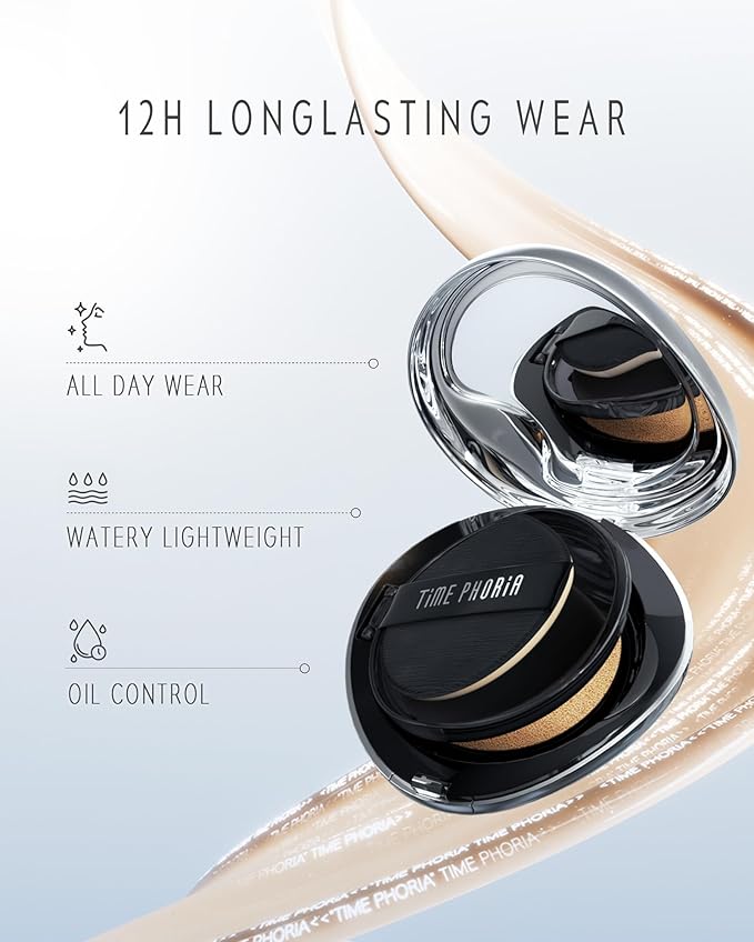 TIMEPHORIA Timeless Lumina Matte Cover Cushion Foundation -01 Creme, Full Coverage Air Cushion, Lightweight & Natural Flawless Matte Finish, 12H Oil Control, Long-Lasting, Waterproof, Sweatproof