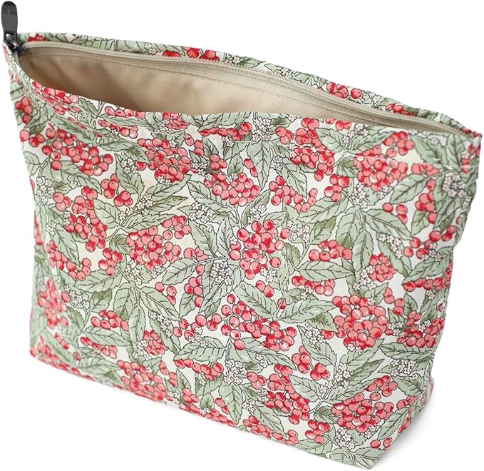 BBORGDC Cotton Printed Makeup Bag - Large Capacity Travel Cosmetic Pouch & Toiletry Organizer with Zipper, Perfect for Daily Use, Makeup Storage, or Gift Ideas