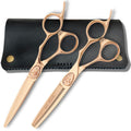Gold Hair Scissors for Professional Hairdressers - 6 Inch Saki Shears Ikigai Gold Hair Shears - 440C Steel - Razor Sharp Cutting, Durable (Set of Hair Shears)