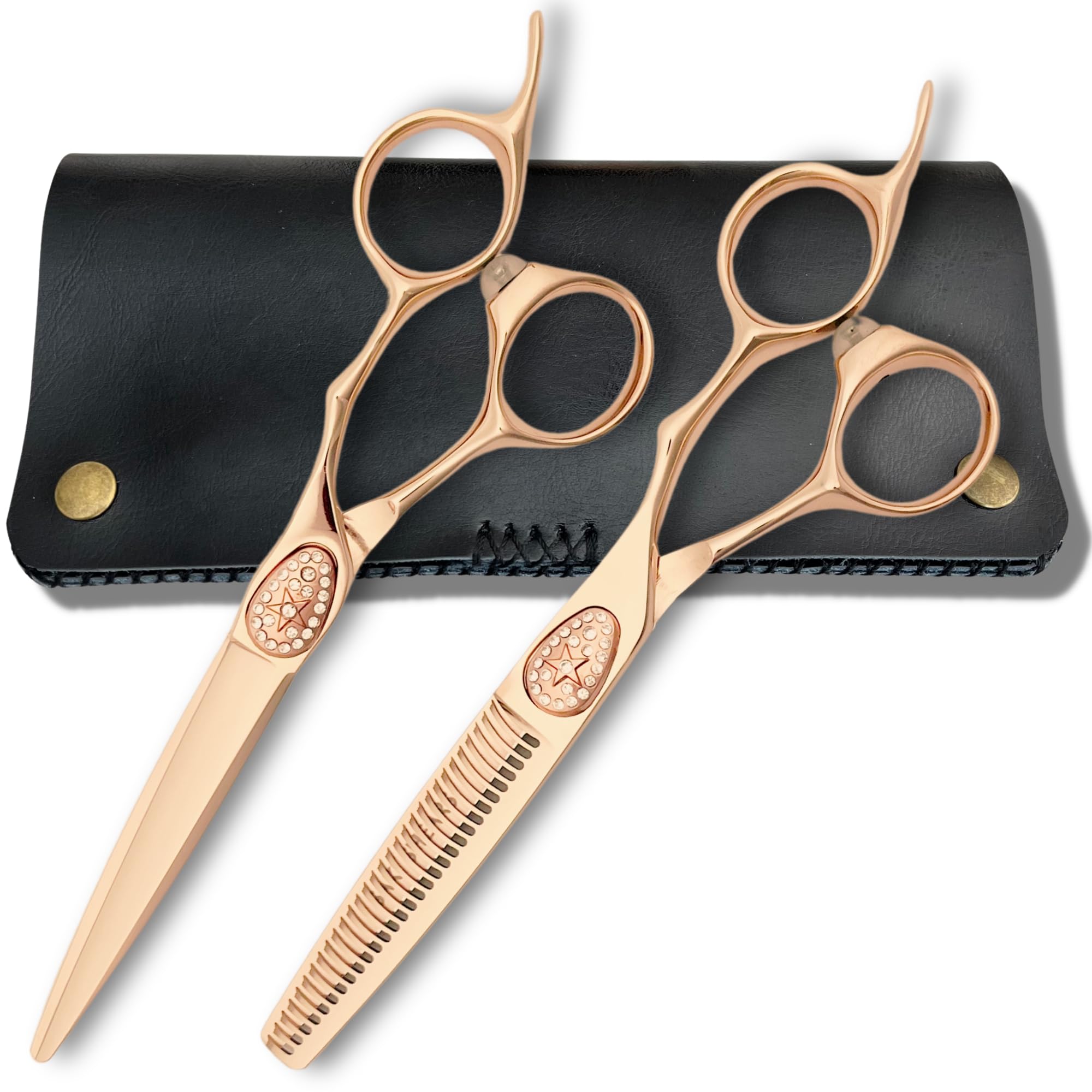 Gold Hair Scissors for Professional Hairdressers - 6 Inch Saki Shears Ikigai Gold Hair Shears - 440C Steel - Razor Sharp Cutting, Durable (Set of Hair Shears)