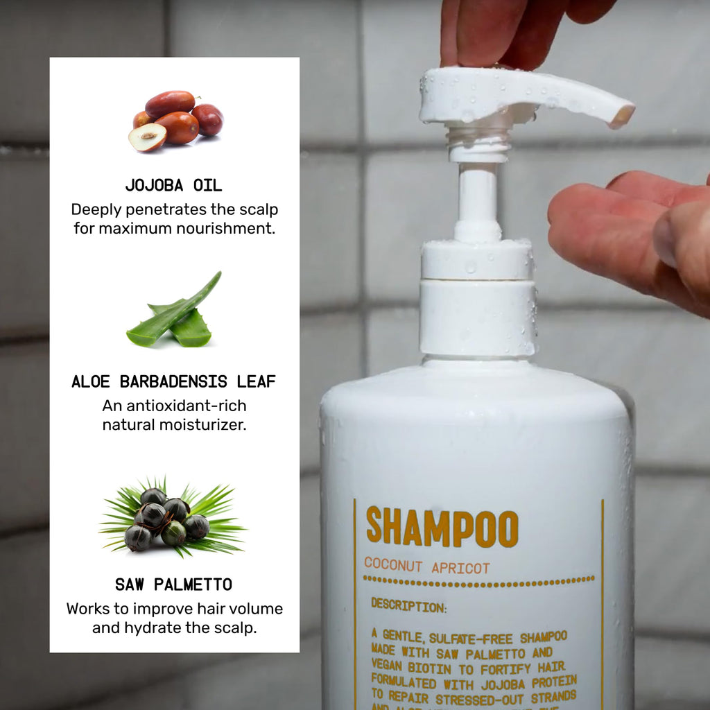 Blu Atlas Natural Shampoo for Men — Sulfate-Free for All Hair Types, 15 Ingredients, No Filler, Helps with Dandruff and Dry Scalp — Coconut Apricot Scent, 32 oz
