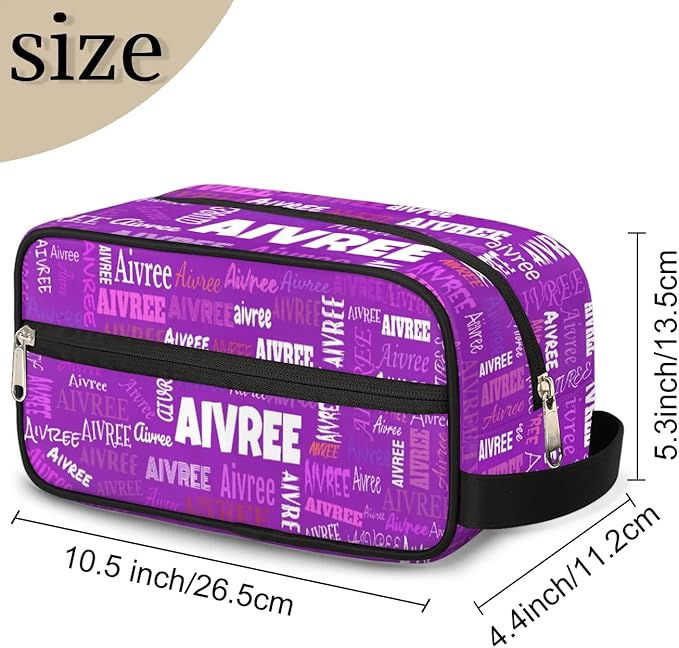 Personalized Name Makeup Bag Gift Bright Purple Solid Color Background