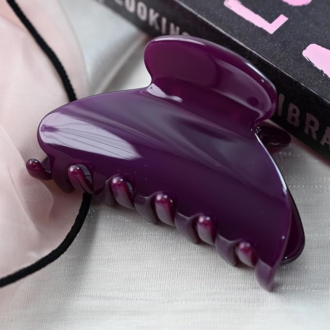 Prettyou Handmade Celluloid Acetate French Design Barrettes Tortoise Shell Claws Hair Claw Luxury Fashion Accessories Hair Clip for Women (grape purple)