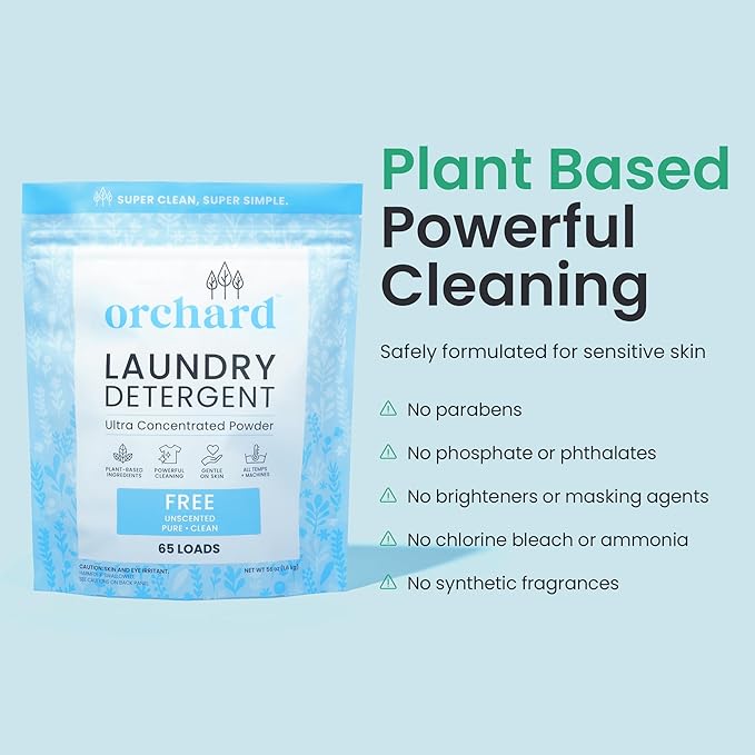 Orchard Laundry Detergent Powder for Sensitive Skin - Unscented, 90 Loads