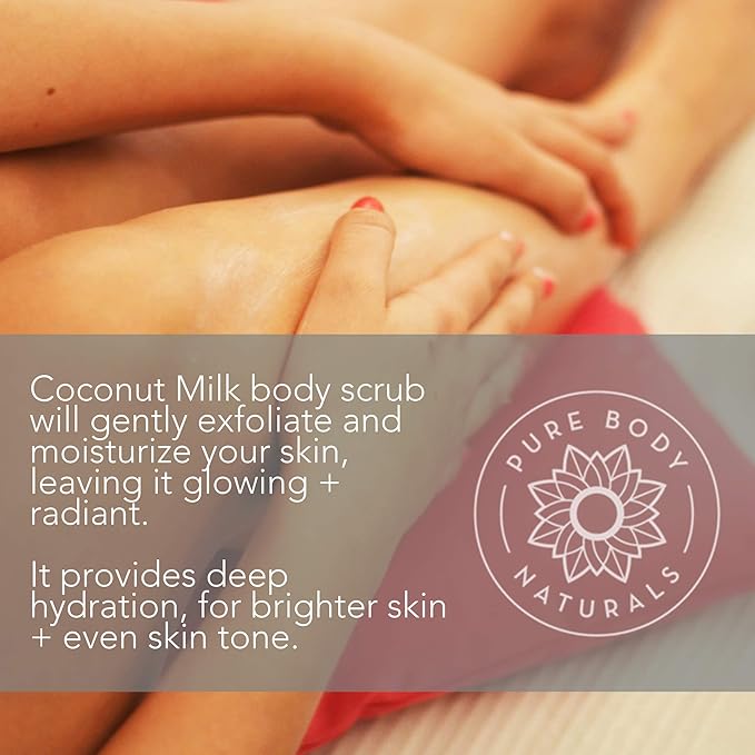 Coconut Milk Body Scrub, Dead Sea Salt - Exfoliating & Moisturizing, 12oz