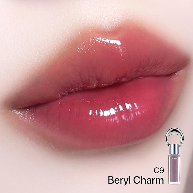 ENTROPY Makeup Glossy Lip Tint – Juicy Glow Line/Non-Sticky Hydrating Lip Gloss Tint, High Shine Finish, Buildable Sheer Color, Lip & Cheek Makeup - Beryl Charm (Soft Mauve Beryl)