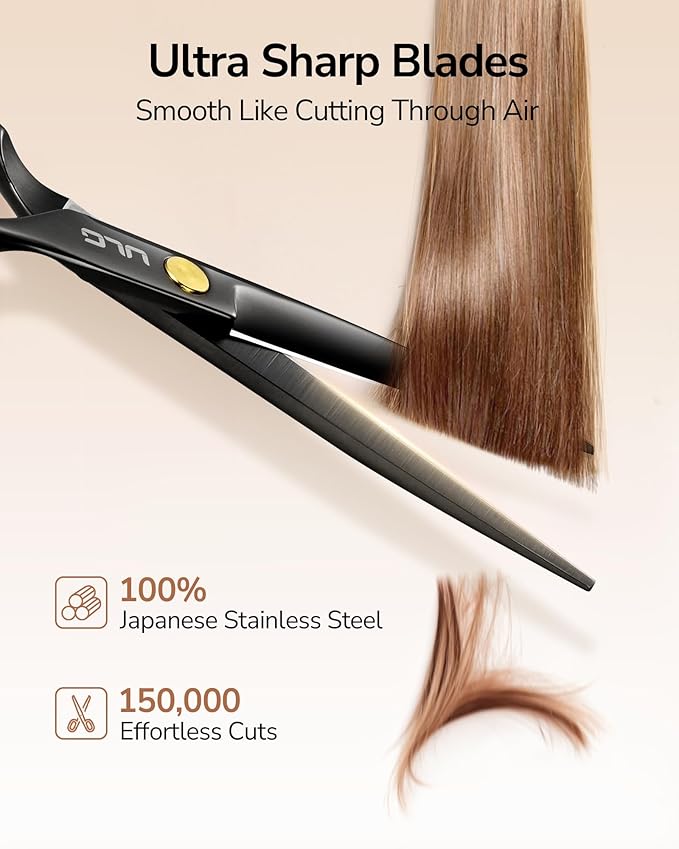 Hair Cutting Scissors, ULG Professional Hair Scissors 6.5” Black