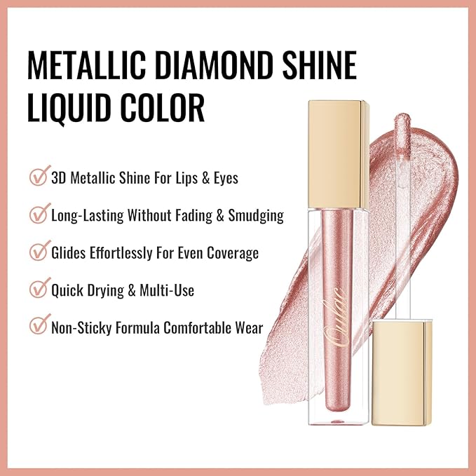 Oulac Pink Lipstick for Women - Metallic Lipsticks, Pink Shimmer Lip Gloss Long Lasting Waterproof, High Impact Lip Color, Oil-Based Formula, Transferproof, Vegan & Cruelty-Free Lip Makeup MD01