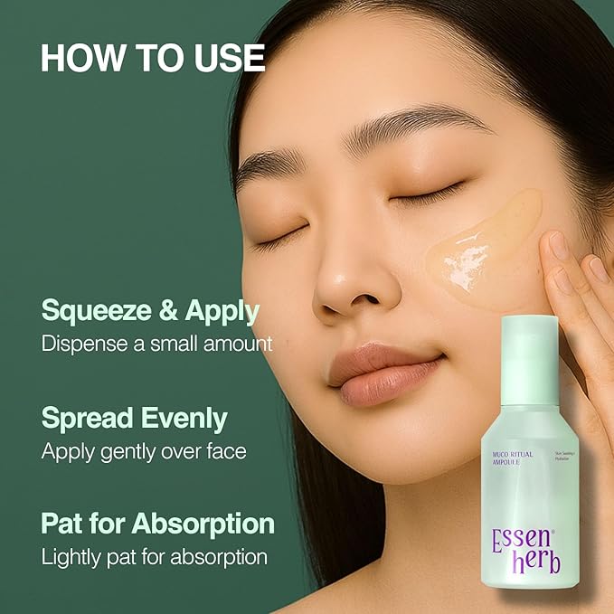 Essenherb Muco Ritual Ampoule – 95% Pure Aloe Vera Gel | Cooling, Soothing & Deep Hydration Serum for Sensitive Skin | Calm Visible Redness | Korean Skincare (4.06 fl oz / 120ml)