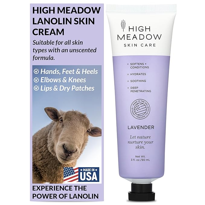 High Meadow Lanolin Cream Moisturizer with Lavender, 3 oz