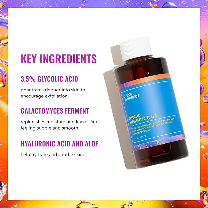 Good Molecules Glycolic Exfoliating Toner, AHA Toner for Face, 4 fl oz