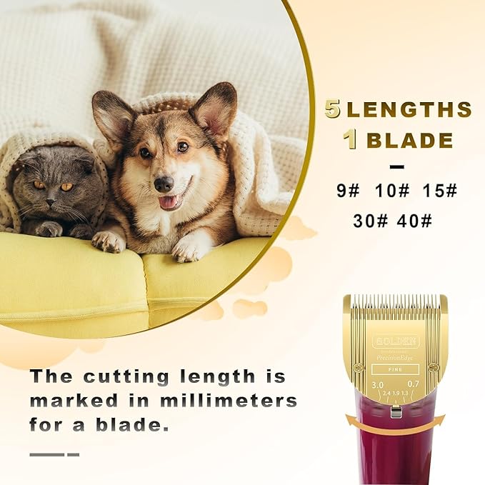 Audoc Adjustable 5 in 1 Blades Dog Grooming Blades Compatible with Wahl