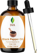 SVA Black Pepper Essential Oil Glass Bottle with Dropper, 4 Fl Oz (118 ml)
