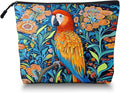 Scribesense Cosmetic Bags Travel Makeup Toilet Case Waterproof Pouch for Women Girls 6.7X9.45inches - Colorful Macaw Stands on Branch