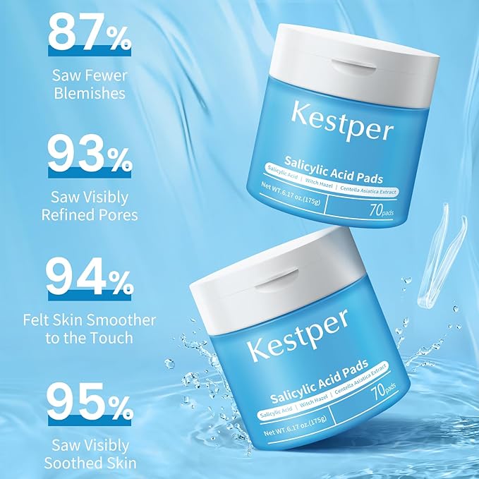 Kestper Salicylic Acid Exfoliating Facial Pads for Blemish-Prone Skin