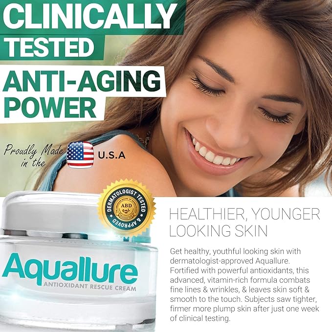 Aquallure Antioxidant Rescue Cream and Complexion MD Advanced Anti-Wrinkle Cream – Clinically Tested Multi-Peptide with Hyaluronic Acid – Face Moisturizer – Hypoallergenic for All Skin Types – 1 Oz (2 items)