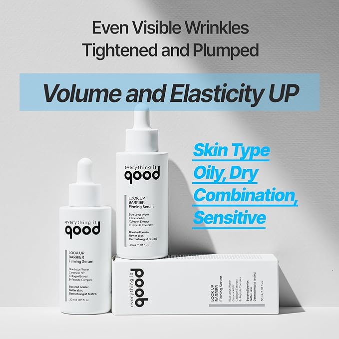 everything is good LOOK UP BARRIER Firming Serum for Face, Wrinkle & Elasticity Care, Peptide, Collagen & Ceramide, Hydrating Korean Skincare