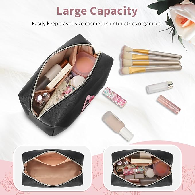 Initial Makeup Bag for Women, Travel Makeup Bag Small Cosmetic Bag, Birthday Gifts for Girls and Women, Teen Girls Gifts Trendy Stuff, Personalized Gifts for Grandkids Teacher Friends Bride Bridesmaid