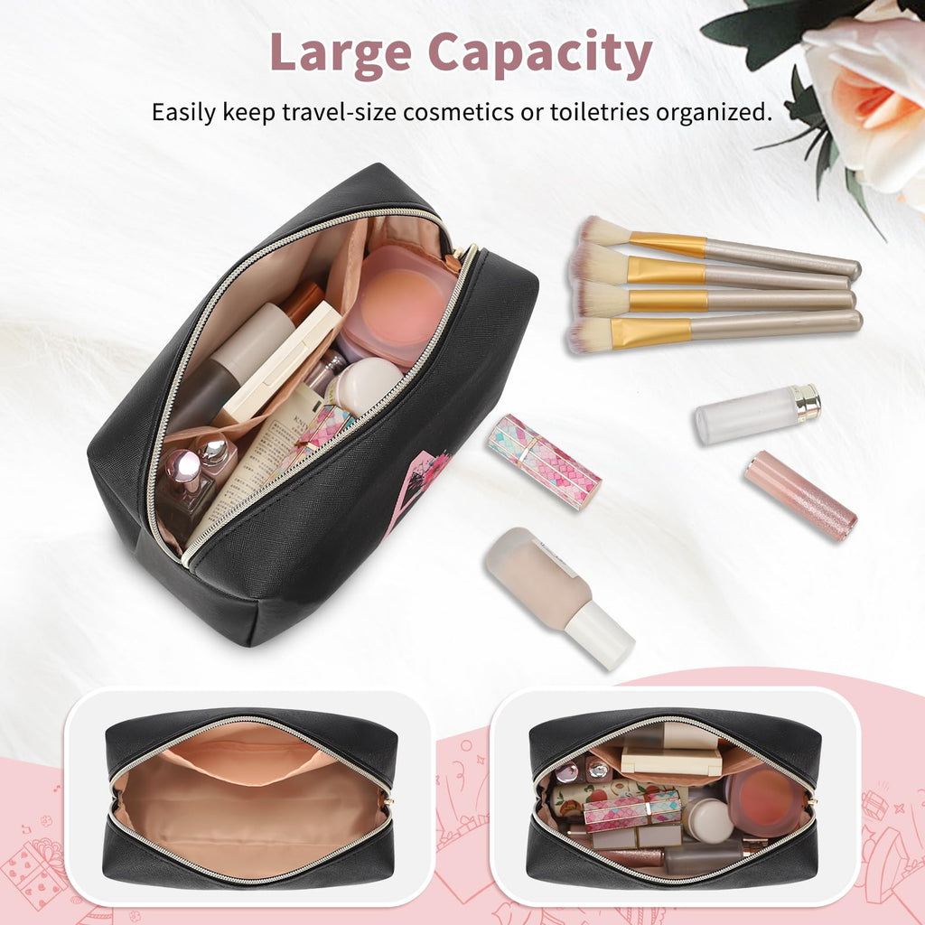 Initial Makeup Bag for Women, Travel Makeup Bag Small Cosmetic Bag, Birthday Gifts for Girls and Women, Teen Girls Gifts Trendy Stuff, Personalized Gifts for Grandkids Teacher Friends Bride Bridesmaid