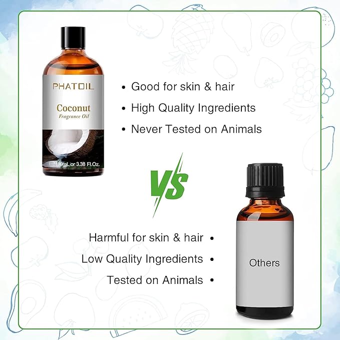 PHATOIL Coconut Fragrance Oil for Diffuser Aromatherapy 3.38FL.OZ