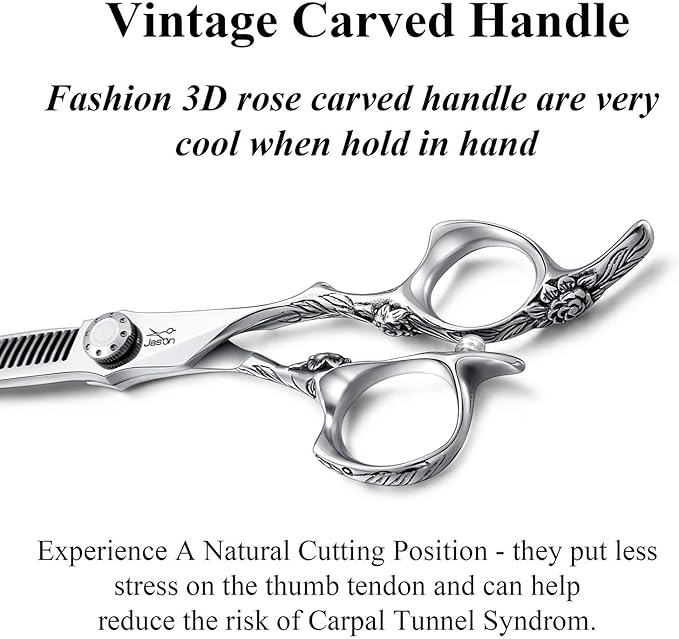 JASON Hair Thinning Scissors Shears - 6" 30-Tooth Barber Cutting Scissor