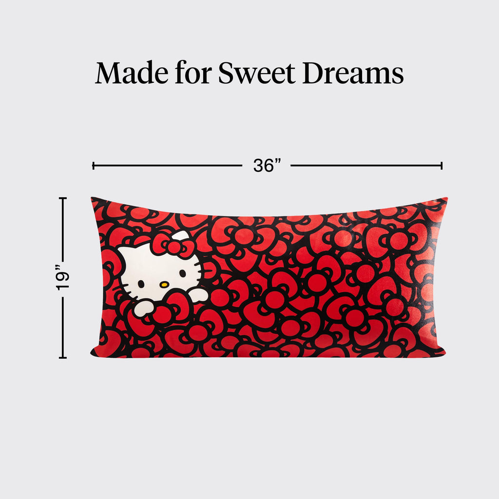 Kitsch x Hello Kitty Satin Pillowcase - Size 19x36, Sea of Bows